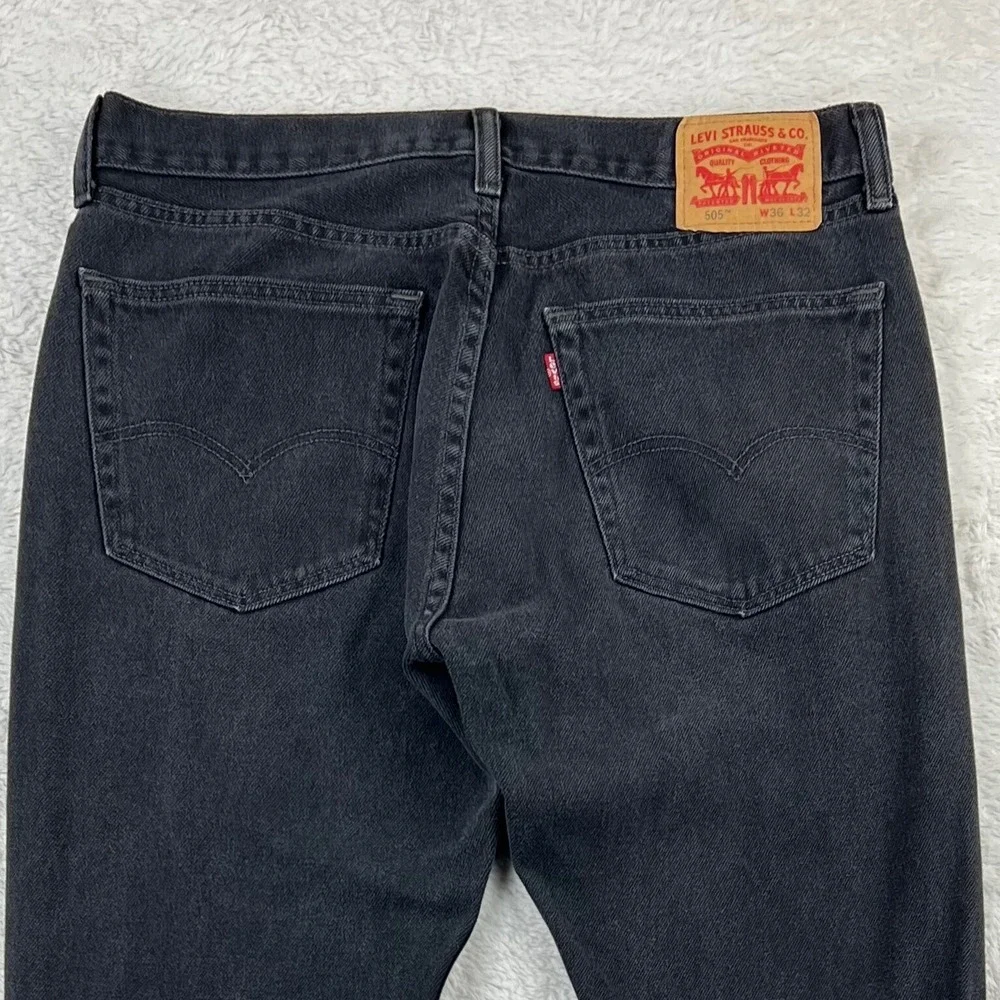 Levi's 505 Straight Fit Men's 36 Black Denim 36x32 Jeans‎ Classic Levis